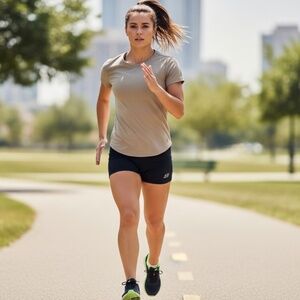 SKECHERS Tan Ribbed Workout Tee Poly Blend, Size L NWT
